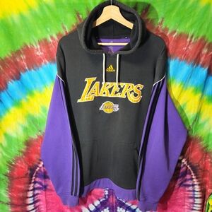 Adidas Los Angeles Lakers Black & Purple Pullover Hoodie -sz L